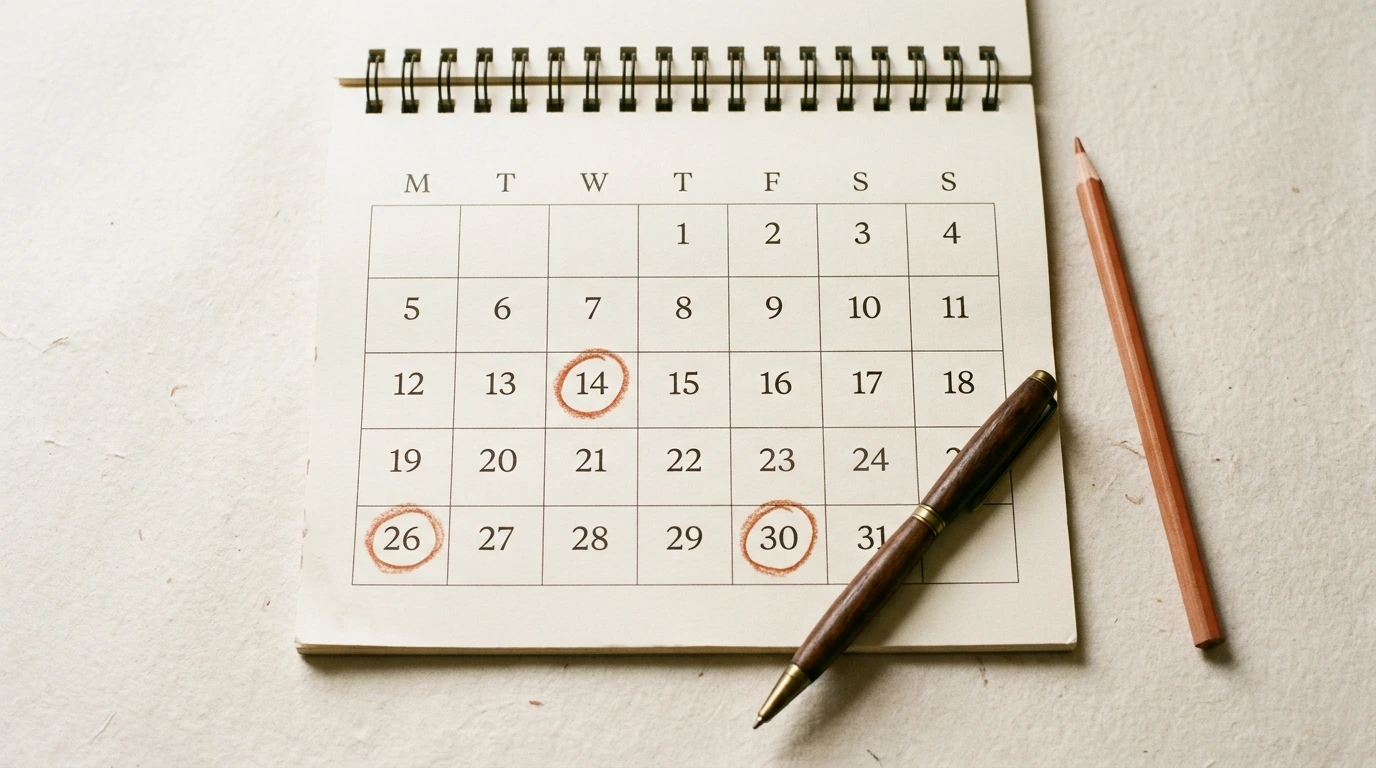 Calendrier annoté servant à planifier des dates de séjour