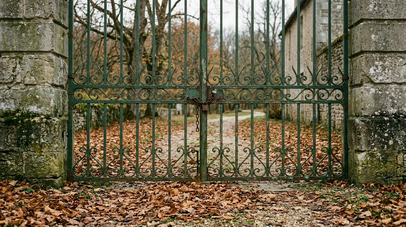 Site touristique fermé hors saison, grille close