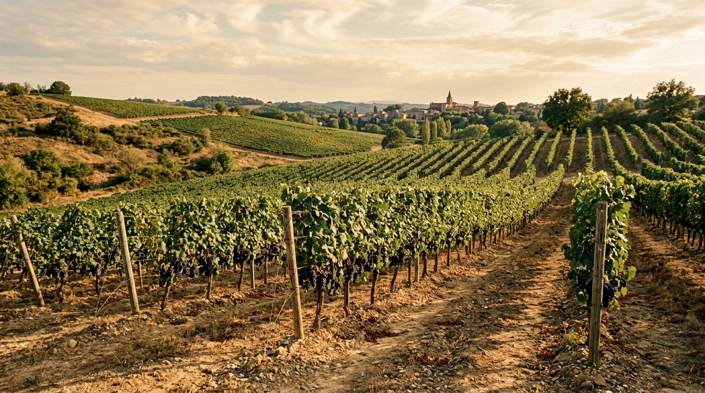Rangs de vigne du vignoble de Gaillac en fin d'été