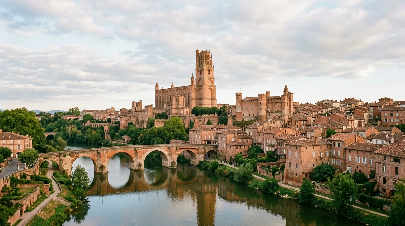 Vue panoramique sur Albi et les rives du Tarn