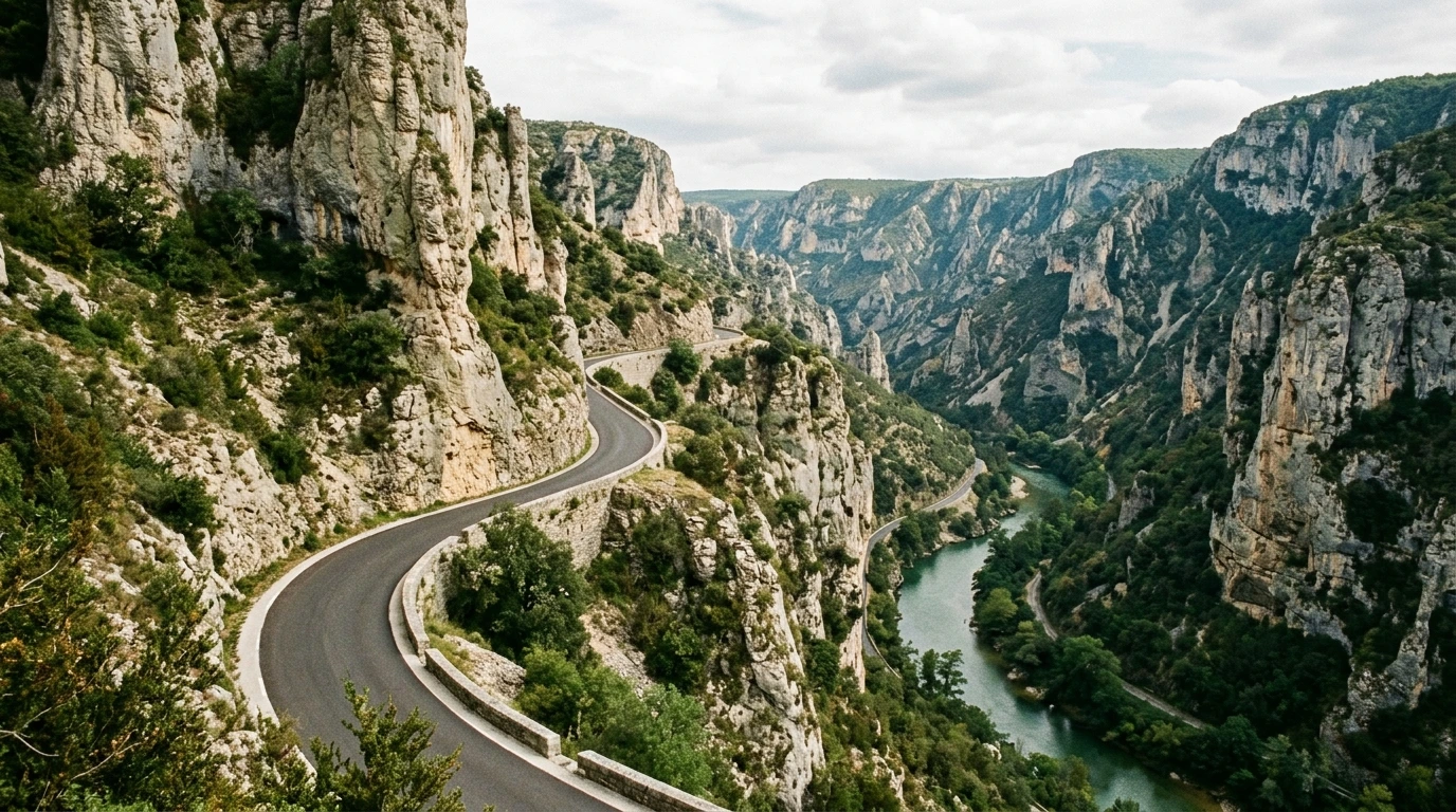 Route sinueuse au cœur des gorges du Tarn