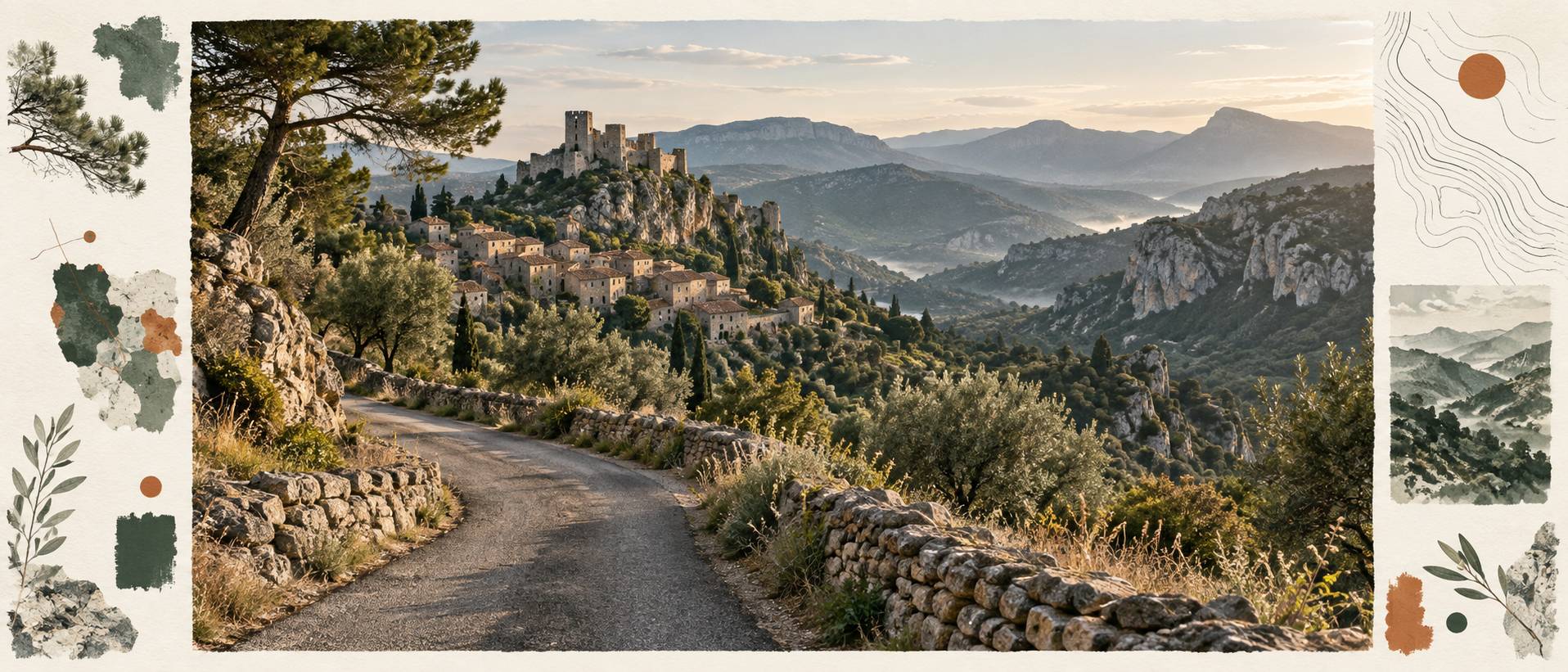 Illustration éditoriale du sujet : Aude (11) : ce que la route des châteaux cathares traverse