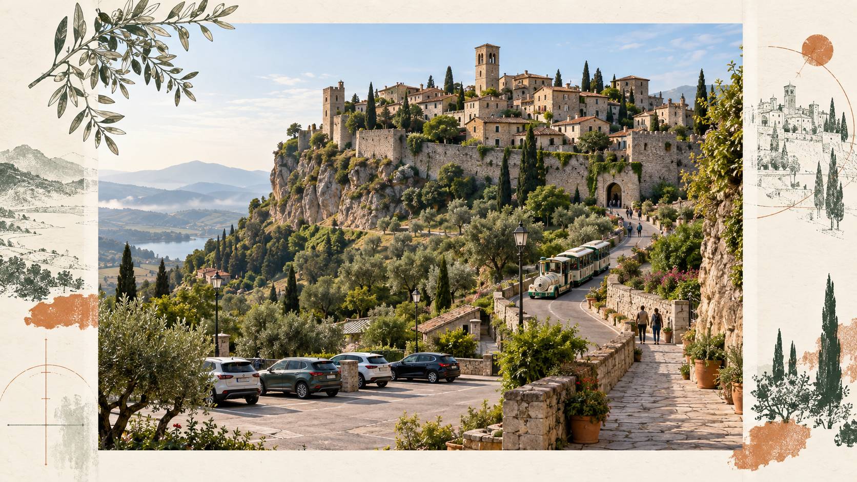 Illustration éditoriale du sujet : Cordes-sur-Ciel : monter au village sans galérer à se garer