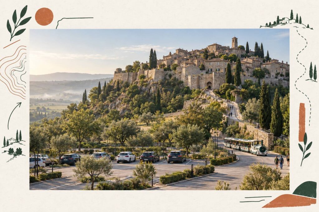 Illustration éditoriale du sujet : Cordes-sur-Ciel : monter au village sans galérer à se garer