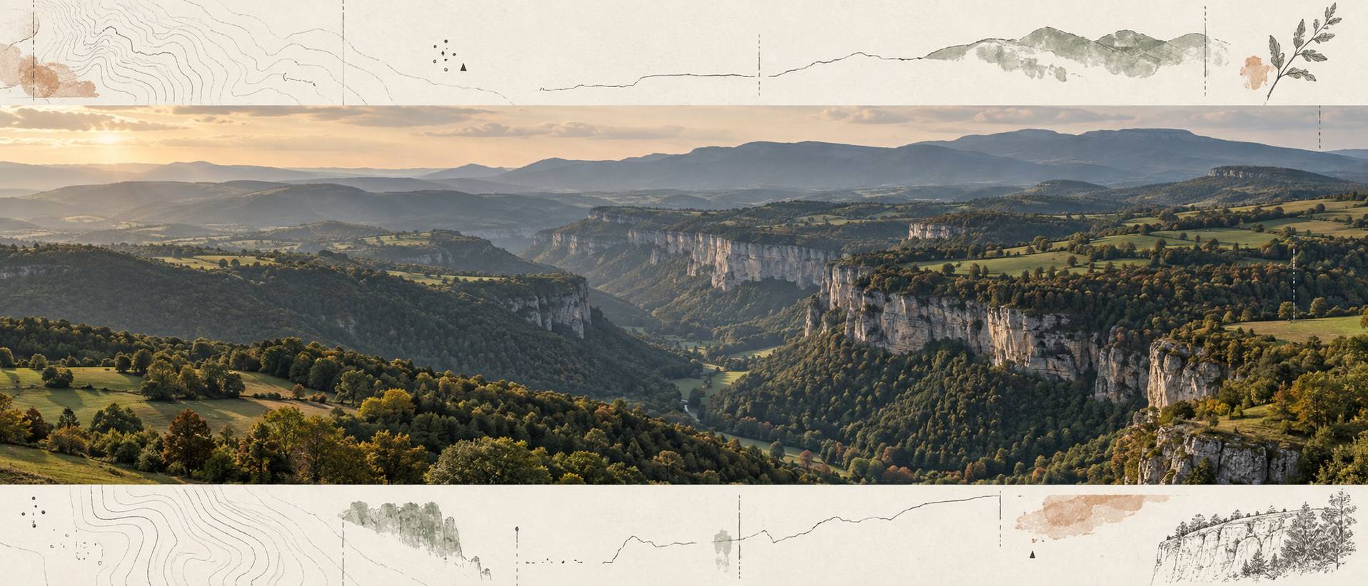Illustration éditoriale du sujet : Jura (39) : comment s'étagent plateaux, reculées et Haute-Chaîne